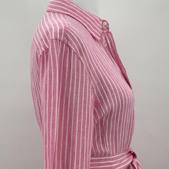 Maxi ShirtDress NWT Linen PinkWhite Ralph Lauren - Picture 7 of 14